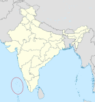 Lakshadweep in India (claimed and disputed hatched)